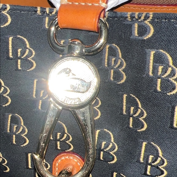 Dooney & Bourke Black Signature Tote with Tan Leather Trim and Gold Hardware - Picture 13 of 13